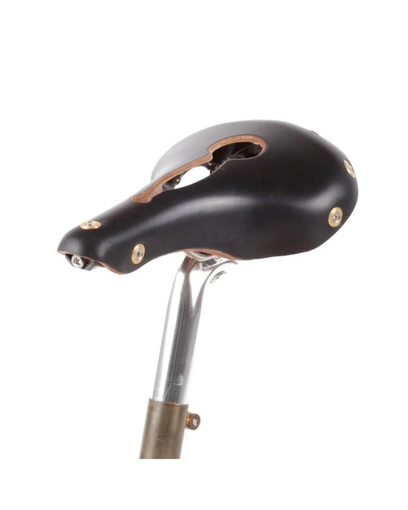 Berthoud Cycles Marie Blanque Leather Open Saddle Black - Image 4